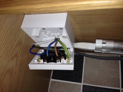 Existing socket wiring to lights under the kitchen cupboards