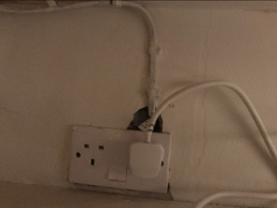 This is the gap in the wall around the plug socket which I need to fix (this wall is an internal wall and the hole leads to our under stairs storage