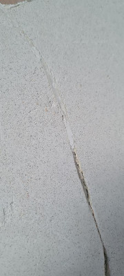 Closeup of the crack and old fill